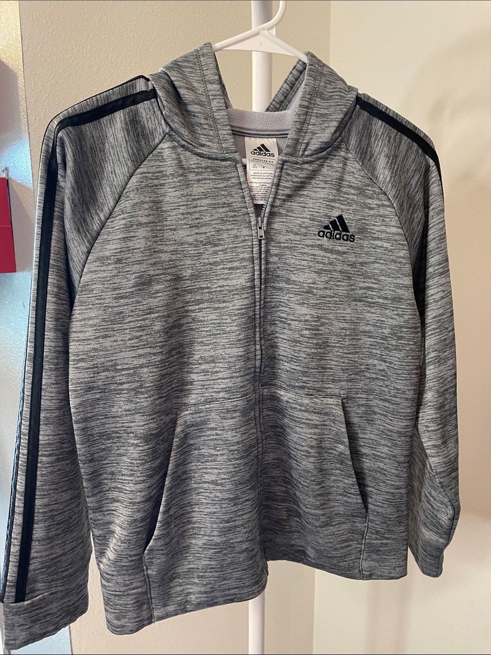 adidas Grey Marled Full-Zip Hoodie Jacket for Kids